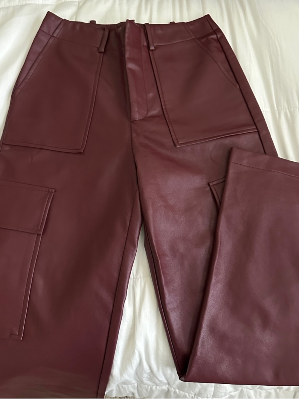 Wayf Wine Leather Pants